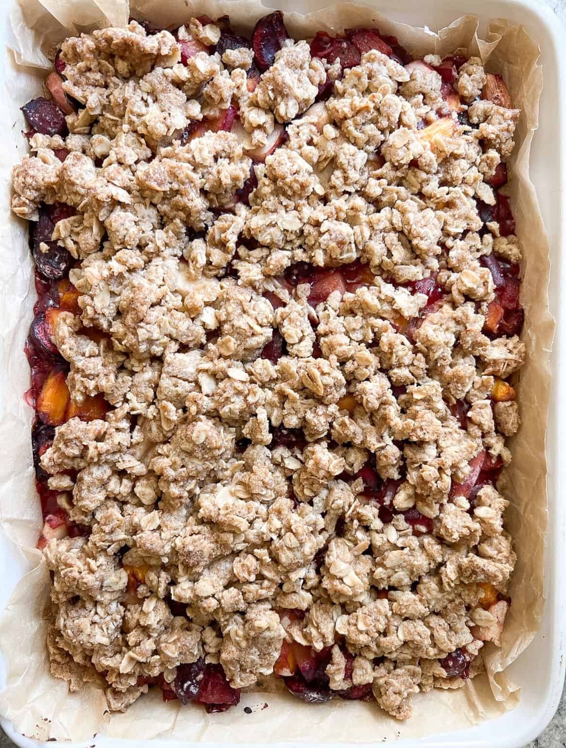 Thread Crumbles Best Stone Fruit Crumble Bar Recipe with Oats - Cooking With Our CSA