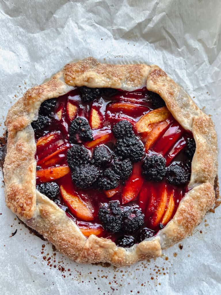 Aprium and Blackberry Galette fresh out of the oven.