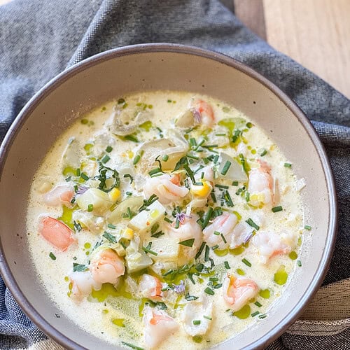 Finished photo of Shrimp or Lobster Corn Chowder