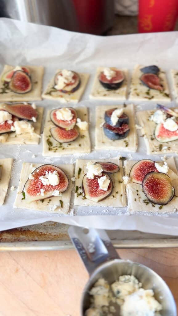 Fig and Blue Cheese Appetizers before the bake. 