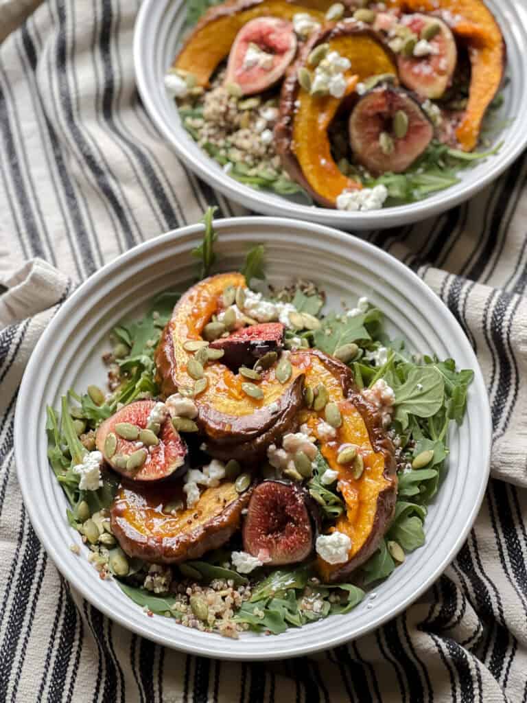 Finished Roast Fig Salad with heirloom squash recipe. 