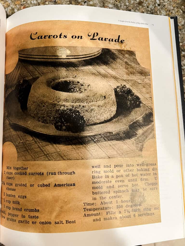 Photo of the original Carrots on Parade Recipe Mary Kellar used as a starting point in a family recipe tradition.
