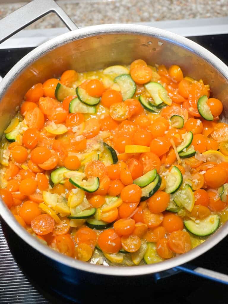 sun gold tomato sauce at the start of the cook time. 
