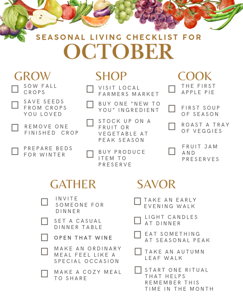 October Seasonal Checklist